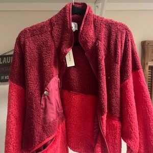 Two toned red teddy jacket